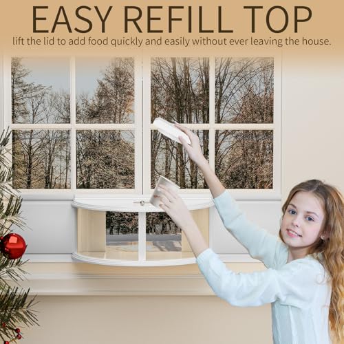 Window Bird Feeder for Viewing, 180° Extra Large Capacity Clear View Window Tray Bird Feeder, Fits Windows 31-41" Wide, Durable, Elegant, Window Bird Feeder Inside House - Best Gifts for Bird Lovers