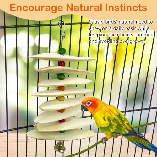 3 Pack Bird Chewing Toy Cuttlebone,Parrot Toy Bird Beak Grinding Stone Parakeet Cage Accessories for Small & Medium Budgies Lovebirds Cockatiels (Flake,8 Per Skewer) - size: 8 Flake-like