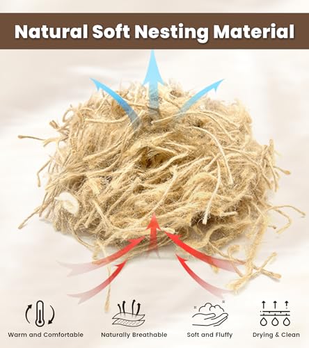 Bird Nesting Heart with Natural Fibers, Refillable Material Holder | For hummingbirds, outdoor garden art decor, gift for bird lovers