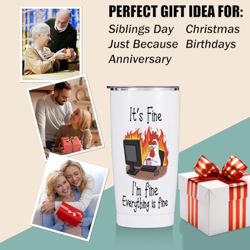 Birthday Gifts for Women 20 oz Tumbler, Gag Gifts Stainless Steel Insulated | Funny Chicken Themed Insulated Travel Coffee Mugs Water Bottle, Funny Gifts for Coworkers Boss Women Men (White) - color: Multi 1458