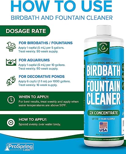 Birdbath & Fountain Cleaner - 16 oz Fountain Maintenance Outdoor Indoor - Bird Bath Cleaner