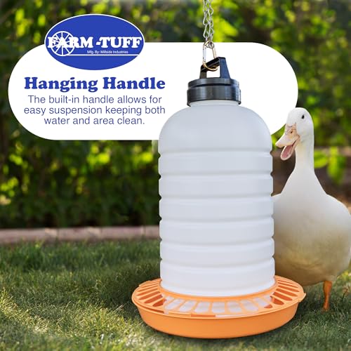 FARM-TUFF Top-Fill Duck Waterer, 7 Gallon – Durable BPA-Free Plastic Poultry Waterer with Wide Base & Splash-Reducing Design