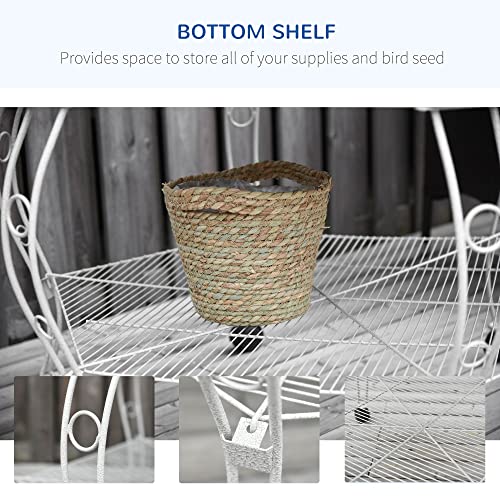 PawHut 44" Hexagon Covered Canopy Portable Aviary Flight Bird Cage With Storage | Hexagon