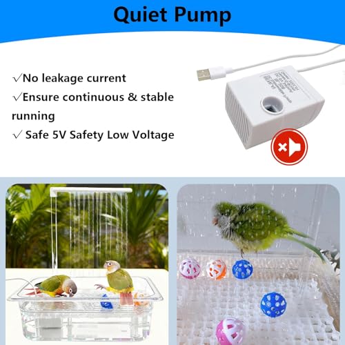 Parakeet Bird Bath with Pump,Large Automatic Parrot Bathtub Shower Fountain | Bird Bathing Tub,Circulating Water System,Parrot Bath for Budgie Cockatiel Lovebird Conure - size: Bird Bath
