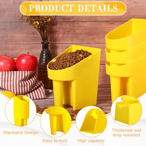 FillTouch 8 Pcs Feed Scoop 2 Qt Plastic Enclosed Heavy Duty Stackable Feed Scoop for Bird Horse Chicken Livestock Animal Ranchers Homesteaders Farmers(Yellow) - color: yellow