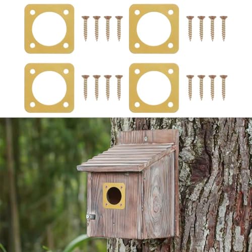 Birdhouse Hole Protectors For 1-1/4" And 1-1/8", for heavy-duty Metal for PREDATOR Guard For Eastern Houses – Weather Resistant Shield Reduces for NEST Destruction, Protects Chicks – 4 Pack(11/8Inch)