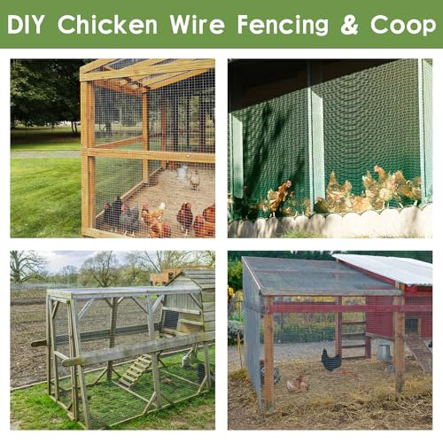 Tongmo 24" x 100' Green Chicken Wire Fencing, 19 Gauge Green Wire Fence, 1"x1" Mesh Size Metal Welded Wire Garden Fence Roll, Poultry Netting for Rabbit/Duck/Chicken