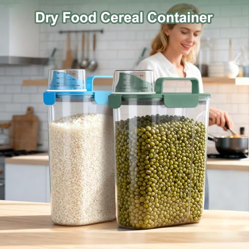 Uppetly Dog Cat Food Storage Container, 5-7Lbs Pet Food Containers, Airtight Cat Food Container with Portable Handle & Measuring Cup, Small Animal Dry Food Dispenser for Dogs, Cats and Birds Green - color: Green