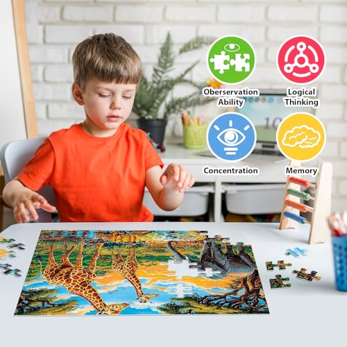 Jeacirio Kids Puzzles Ages 5-8 - Wild Animals Puzzles 100 Piece Jigsaw Puzzles for Kids Ages 4-6 Toddler Puzzle, World of Animals Collection Puzzles Gift Educational Toys for Boys and Girls 4-Pack - style: World of Animals