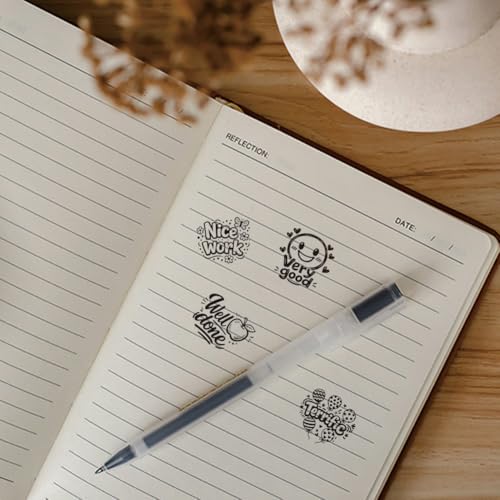 AHANDMAKER 5 Styles Mini Teacher's Day Wooden Rubber Stamp, Small Positive Encouragement Patterns Stamps for Teacher Rating DIY Making Scrapbooking Card Stamping Pottery Clay Crafting - style: Teacher's Day