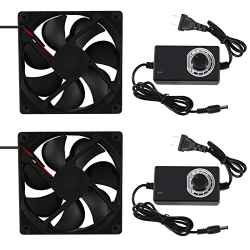 2PCS Blower Cooling Fan 120x25mm 110V 220V AC Powered Cooling Fan Dual-Ball Bearings 3 to 12V Speed Controller Fan for Receiver DVR Compatible with PlayStation Xbox Component