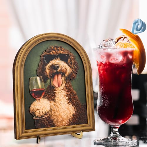 3D Funny Gentleman Dog Wall Art Sign for Bar Decor, Drinking Dog Portrait Wall Decor, 8x10 Inch - color: Dog-2