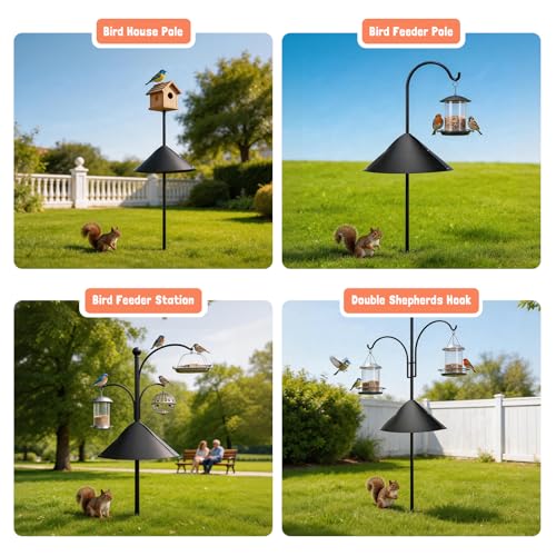Squirrel Baffle for Bird Feeder Pole, Squirrel Guard Defender, Squirrel Proof Bird Feeders for Outdoors Hanging Cover, Outside Pole Mount Bird House Guard for Outdoor Shepherd's Hook, 19In, 1 Pack