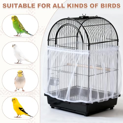 Bird Cage Seed Catcher, Bird Cage Net Cover Seeds Guard, Universal Birdcage Accessories, Black/White, Circumference 59.1"-78.7", Height 13.8" for Parrot Cockatiel Enclosures - color: Black/White, size: Circumference 59.1"-78.7", height 13.8"