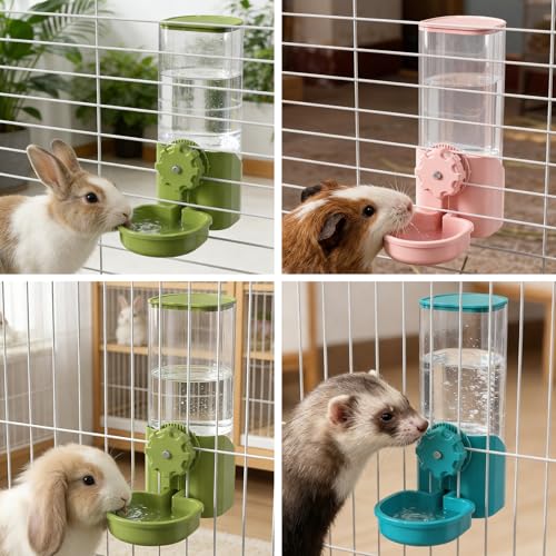Rabbit Water Bottle for Cage Crate, 29oz No Drip Hanging Automatic Pet Water Dispenser for Small Animal Guinea Pig Bunny Chinchilla Ferret Hedgehog Puppy Cat (Green) - color: Green