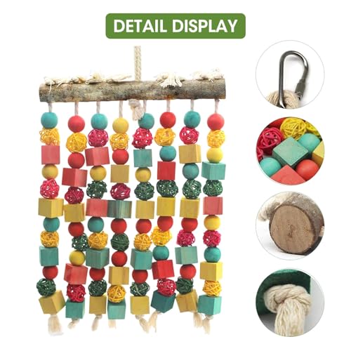 MQ Large Bird Parrot Toy,Bird Chewing Toy Natural Wooden Wooden Blocks Takraw Parrot Cage Bite Toy Suits for Large Medium Birds Macaws African Grey Cockatoos Amazon Parrots
