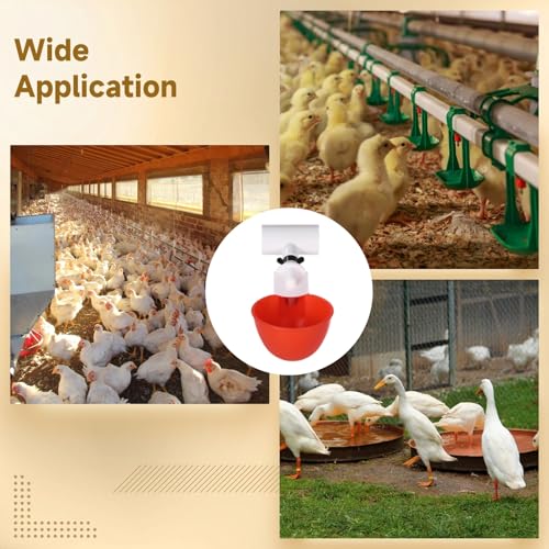 Automatic Chicken Waterer System - Complete PVC Pipelines Set with 8 Deep Drinking Cups, T Connectors, Float Valve, Automatic Pipe Feeder Poultry Watering Kit, Easy DIY Setup