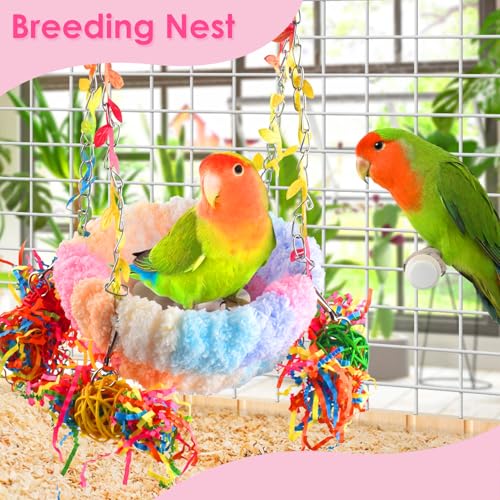 KATUMO Parakeet Nest, Parrot Breeding Bed Conure Snuggle Nest Cockatiel Swing Bed for Small Pets, Size Large - color: Pink, size: 6.7"L x 6.7"W x 3.5"Th