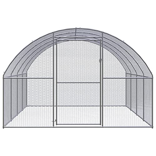 Galvanized Steel Chicken Coop 118.1 x 118.1 x 78.7 in Silver Weather Safe Outdoor Run Hen House Spacious Metal Enclosure for Backyard Farm Garden - color: Silver, size: 118.1 x 118.1 x 78.7 in (W x L x H)