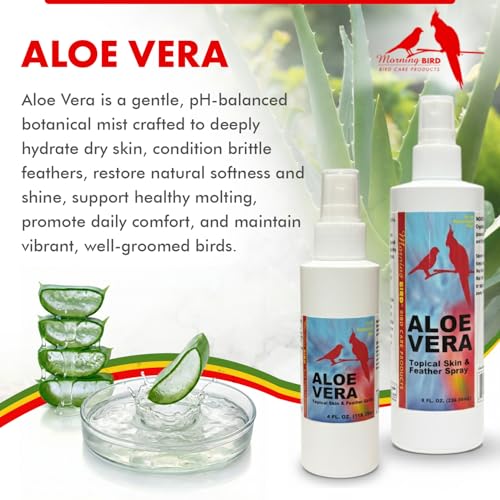 Aloe Vera Spray 8 Fl Oz - Natural Skin & Feather Care Spray | Soothes Dry Skin & Supports Healthy Feathers – Easy to Use Bottle for Gentle Hydration for All Birds - size: 8 Fl Oz (Pack of 1)