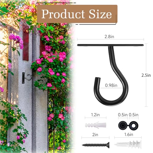 4Pack 2.5In Ceiling Hooks for Hanging Plant, Wall Hanger Plant Holder Black | Hang planters, flower baskets, wind chimes, lanterns, lights, bird feeders, metal hook for indoor & outdoor porch, home decor - size: 2.5Inch 4Pack-Black