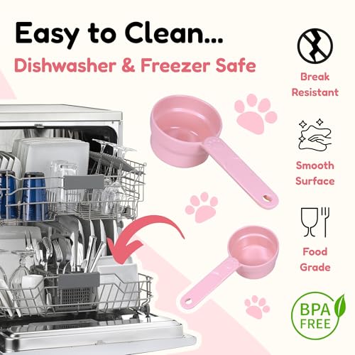 1 Cup Dog Food Scoop, Extra Long Handle Sturdy Melamine Pet Food Measuring Scoop with Clear Marking Lines, BPA-Free, Shatterproof, Dishwasher Safe (Pink, 1 Cup) - color: Pink, size: 1 Cup