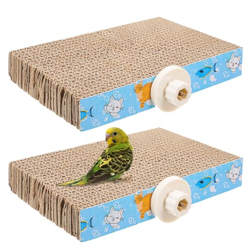 COMNICO 2 PCS Bird Chew Toy Parrot Cage Perch Cardboard Platform Size M | Bird Paw Grinding Stand, for Cage Birds, Resting Platform Stand, Parrot Playground, Exercise Toys, Parakeets - size: M