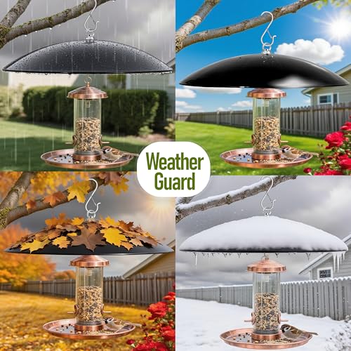 16-Inch Widened Bird Feeder Cover,Hummingbird Feeder Rain Guard,Squirrel Baffle for Bird Feeders,Squirrel-Proof for Outside Tree Trunk or Eave,Funny Gift for Men(Black), 2 Pack - color: Black, size: 16''/2P
