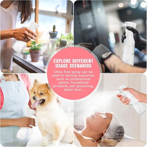 Hair Spray Bottle Continuous Water Mister Spray Bottle Empty Ultra Fine for Styling, Pets, Plants, water for Hair,Skincare, Plant Care, Pet Grooming, Cleaning