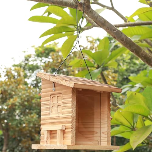 Bird Feeder for Outdoor,Outside Hanging Bird Feeder Mealworms Feeder Squirrel Proof, Bluebird House Feeder with Clear Acrylic Window - Perfect Bird Feeders for Outside