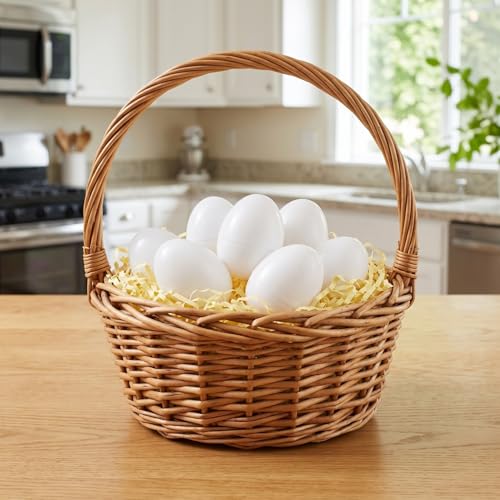 Luxshiny 16Pcs White Plastic Easter Eggs Empty Fillable DIY Simulated Egg Decoration for Candy Packaging Easter Basket Stuffers Party Favors