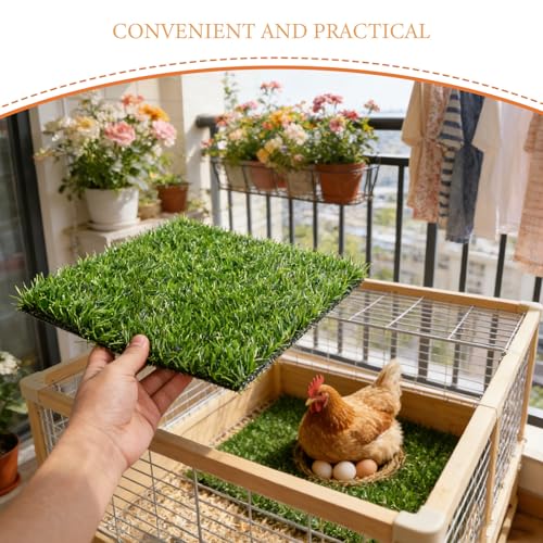 DECHOUS 6 Pack Chicken Nesting Box Pads Washable Reusable Artificial Grass Egg Laying Mats 11.81 X 11.81 X 0.98 in Nest Mats for Chicken Coops Poultry Nesting Bedding Liners