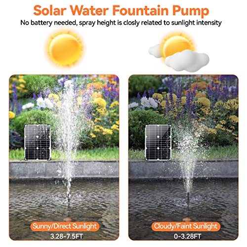 30W Solar Fountain Pump with 430GPH Flow, 7 Water Spray Heads & 16.4ft Cable, Solar Pond Pump with Adjustable Flow Valve & Dry Run Protection for Garden, Birdbath, Water Feature P130C - size: 30W