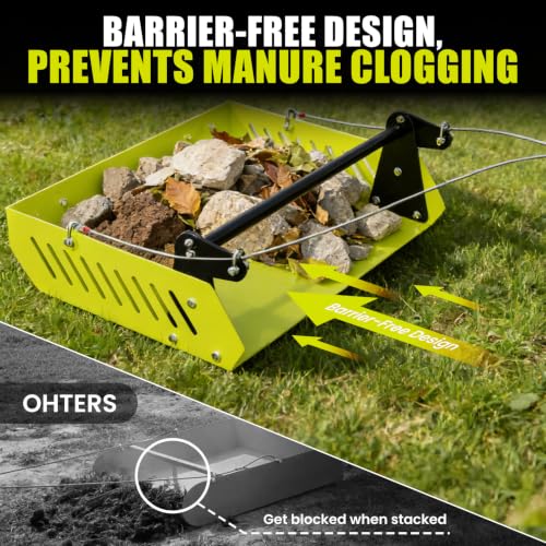GRIND MODE Mini Horse Paddock Cleaner & Tow-Behind Trailer, Heavy Duty Manure Fork & Scoop, Efficient Yard Sweeper for Horse Manure, Drag Collector for Pasture/Yard Easy Cleanup - color: Green