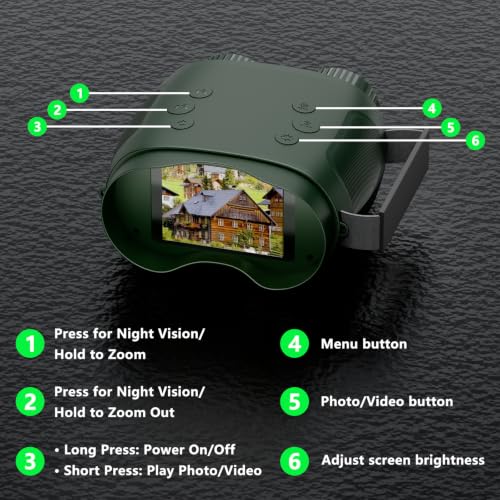 4K Digital Night Vision Binoculars, 10X Zoom, 2.8" HD Display | 4K Digital Night Vision Binoculars with 2.8" HD Screen, 10X Zoom, 1080P Video, Rechargeable Battery, Outdoor Gift Idea
