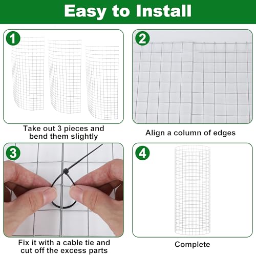 winemana 12 Set Plant Protectors from Animals, Plant Cages for Outdoor | 36 Pcs 16x12 IN Metal Wire Plant Protector with Stakes Nylon Ties to Keep Rabbit Chicken Away from Tomato Flower Vegetables - color: Silver, size: 16 IN x12 IN