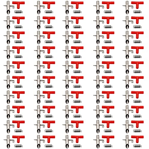 50PCS Rabbit Nipple Waterer Automatic Drinking System | with Spring & T-Tubing for Rabbits, Guinea Pig, Rat, Mouse and Rodent, Wire Cage Compatible, 5/16" ID (Red)