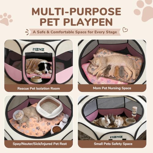 Dog Cat Small Animal Puppy Playpen Crate with 2 Blankets, Large, Pink - color: Blanket Pink, size: Large (38"L x 38"W x 23"H)