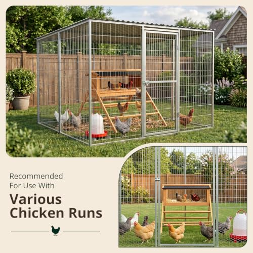 Yafylly Chicken Roosting Bar with Nesting Box, Waterproof Roof, Perches, Ladder & Adjustable Swing, 3-in-1 Chicken Perch Set for Coop, Indoor Outdoor Playground Accessories for 5-8 Chickens
