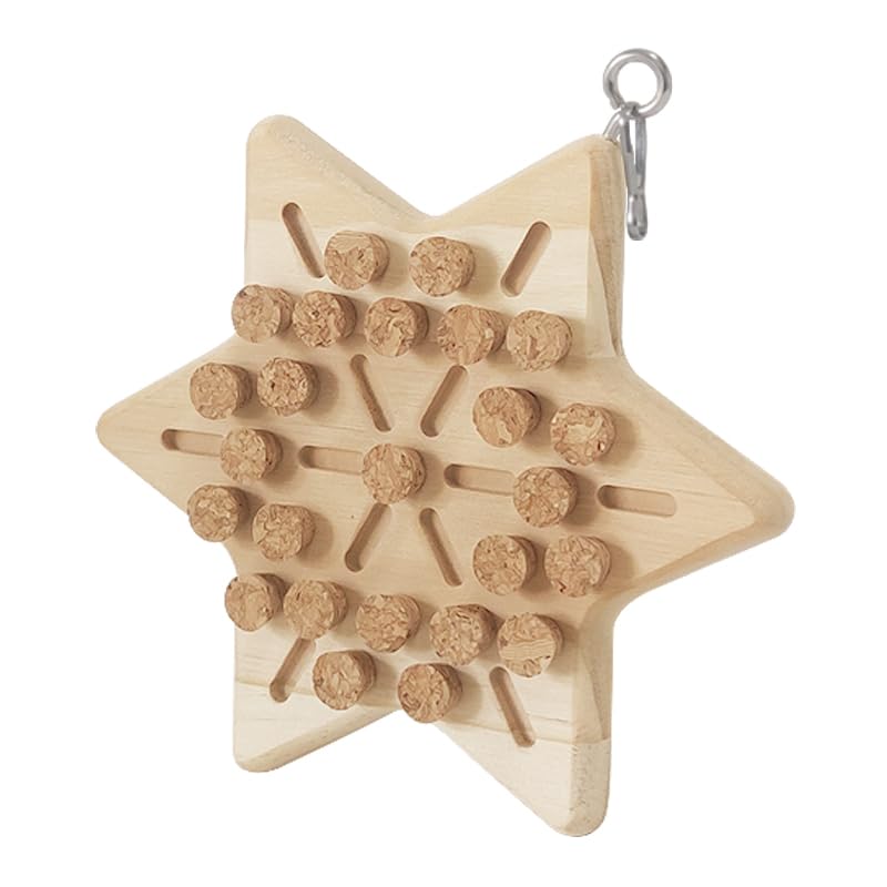 LOS ANDES Parrot Chew Toy with Soft Corks, Wooden Biting Training Toy and Foraging Bird Toys,Bird Cage Accessories, Parakeet Toys - size: Hexagon
