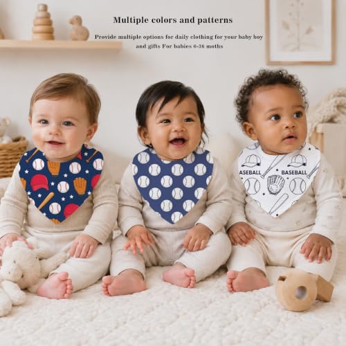 Baby Organic Cotton Teething Cloth Newborn Baby Burp Cloth Bandana Drool Cloth for Drooling Cotton Baby Gifts - color: Baseball