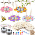 CroBlissful 12 Pack Bird Feeder Craft Kits for Kids DIY Your Own Bird Feeders with Paint and Paintbrushes Wooden Arts and Crafts for Kid Ornaments to Paint Feeders Craft for Garden (Petal Shaped) - style: Petal Shaped