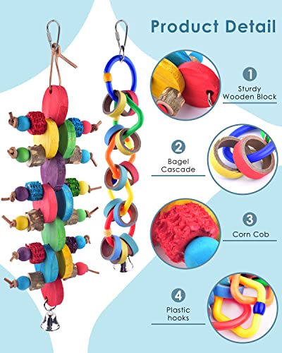 Bissap 2 PCS Bird Chew Toys, Multicolored Bagel Cascade Bird Parrot Toy Biting Paper Cardboard Olympic Rings Conures Toys for Amazon Cockatiels Cockatoos Macaws and Similar Sized Pet Birds - size: 2 PCS