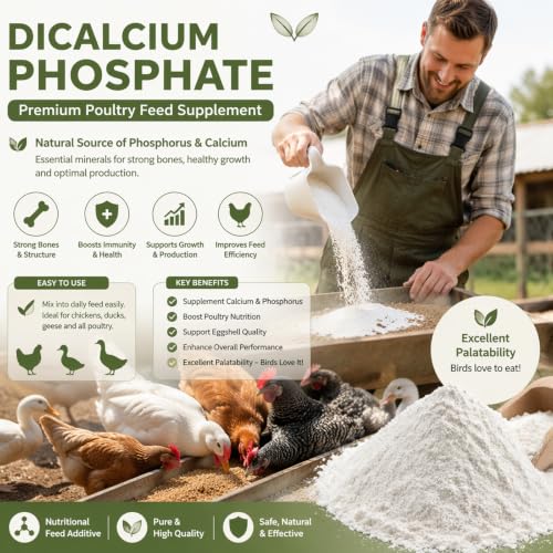 Dicalcium Phosphate Feed Grade, Calcium & Phosphorus Mineral Supplement, Livestock and Poultry Feed Additive for Cattle, Sheep, Chicken, Duck and Backyard Farm Animals 16 oz (16 oz)