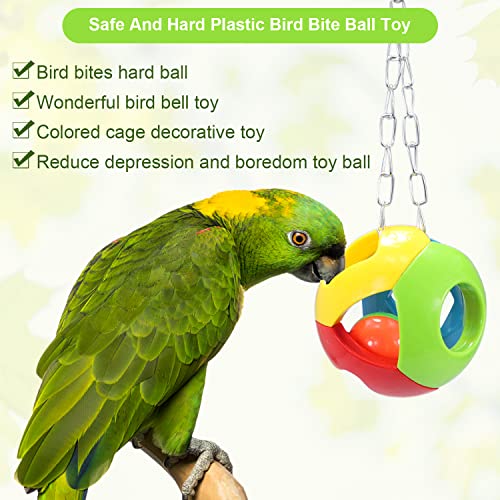Litewoo 3 Pack Bird Chew Bells Balls Parrot Training Toy for Cockatiel | Plastic & stainless steel, colorful ringing balls, trim beaks & relieve boredom, for cage/african grey/cockatoo/macaw/conure - color: D - Parrot Ball Toy