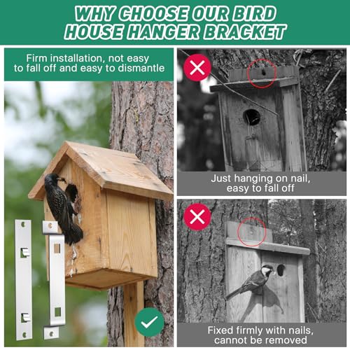 Supkiir 6 Sets Bird House Hanger Bracket, Rust Proof Galvanized Steel Bird House Kit, Stable Mounting Bracket with Screws for Securing and Stabilizing Bird Houses Nesting Boxes Feeders