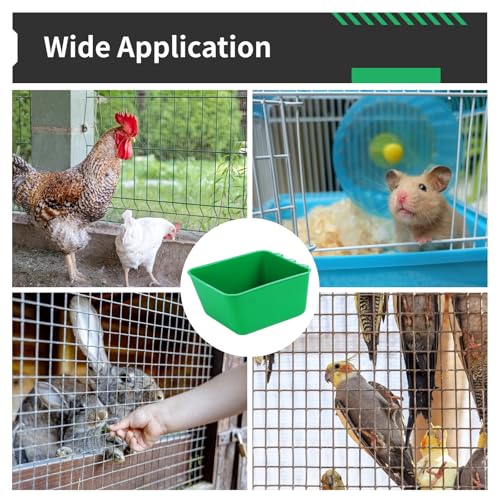 20 Pcs Cage Cups 16 oz Chicken Feeder Waterer Birds Feeders Hanging Bunny Cage Feeder Chicken Water Bowl Feeding Seed Bowl for Pet Parrot Rooster Parakeet Gamefowl Poultry Pigeon Wire Cage - color: green