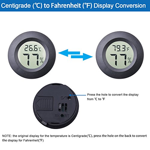 2pcs Mini Hygrometer Thermometer Indoor Outdoor Round Humidity Meter | 3D Printer Temperature Gauge Humidity Sensor Fahrenheit Switchable Celsius Monitor for Reptile Jars