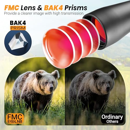 ESSLNB 25x70 Astronomy Binoculars Giant for Adults, Outdoor Waterproof Binoculars for Travel Stargazing Bird Watching Hunting with Built-in Tripod Adapter and Carrying Bag - size: Medium