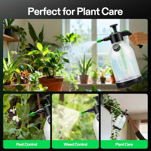 VIVOSUN Pump Sprayer, Portable Water Spray Bottle for Spraying Plants, Flowers, Weeds and Cleaning, Hand Pump with Side Filling Port, Measuring Cup, Adjustable Nozzles (Pack of 2) - size: 70oz (Pack of 2)